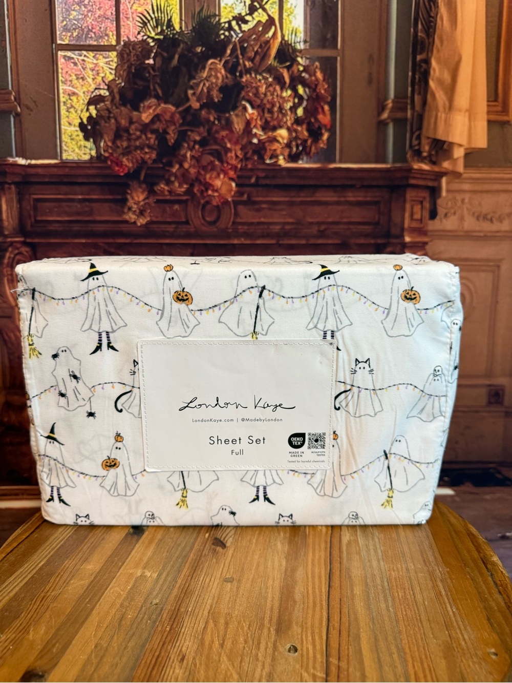 London Kaye Full Sheet Set NWT Ghost Summerween Halloween Cats Witch